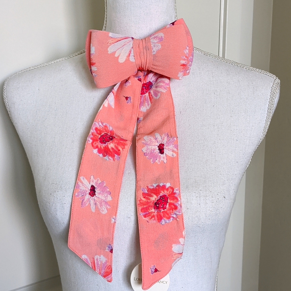 LoveShackFancy Lorna Floral Bow Barrette Hair Accessorie Coral Blaze - Picture 7 of 15